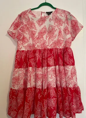 Wednesday Girl mini smock dress with tiers in contast paisley print thumbnail 6