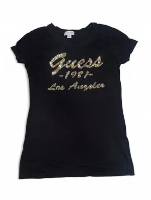 Guess Black Tee with Gold Script thumbnail 1