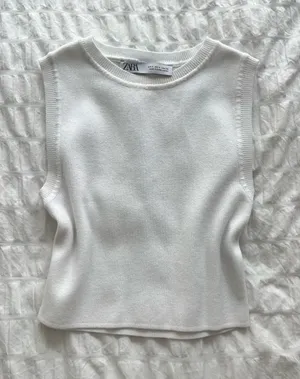 ZARA White Cropped Tank thumbnail 1