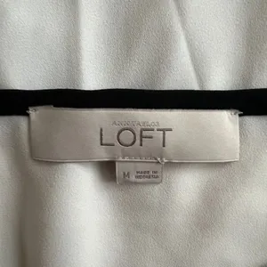 Ann Taylor Loft Ivory Semi Sheer Long Sleeve Top, M thumbnail 7