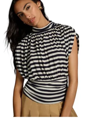 New With Tags Anthropologie Maeve Petite Striped Tee Sz MP thumbnail 1