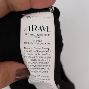 ARAVE Top Womens M Balloon Sleeve Black V-Neck Ribbed Textured Excellent thumbnail 3