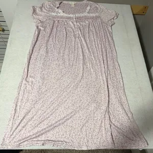 Laura Ashley Womens XL Pink Floral Lace Trim Short Sleeve Nightgown Sleep Dress thumbnail 1