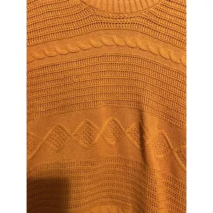 Women's Bass Cable Knit Fisherman's Orange Large Sweater Shoulder Buttons Preppy thumbnail 3