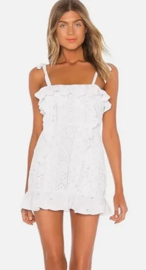 Majorelle Mara Mini Eyelet Lace Dress in White size XS $198 Bride Bridal thumbnail 1