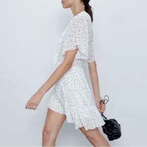 Zara White Black Polka Dot Ruffle Wrap Romper Size M thumbnail 9