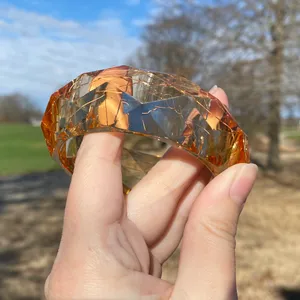 Vintage 60s Chunky Faceted Acrylic Bangle Bracelet thumbnail 4