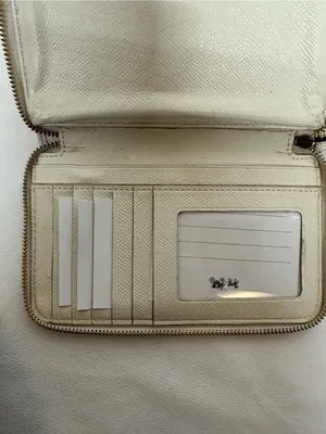 Coach Beige Signature Canvas Zip Wristlet with Leather Trim thumbnail 9