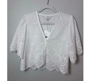 Lucy Paris Loray Embroidered Shirt white sz XS NWT $88 thumbnail 3