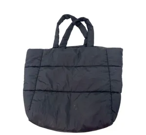 Primark Black Quilted Tote Bag With Snap Closure & Inner Pockets 10t thumbnail 1