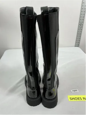 Womans New Teaieui Knee High Platform Moto Boots Size 8 Black thumbnail 4