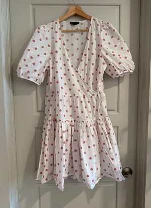 J. Crew Cotton Puff Sleeve Polka Dot Mini Dress‎ Size Small thumbnail 1