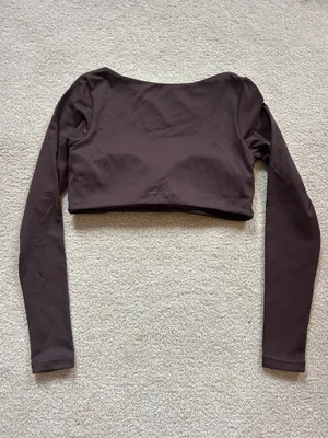 YoungLA cropped long sleeve workout top Brown thumbnail 3