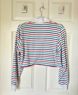 Vintage Striped Cropped Long Sleeve Top thumbnail 3