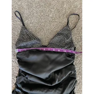 For Love & Lemons Black Ruched Mini Dress with Rhinestone Bodice – Size Small thumbnail 8