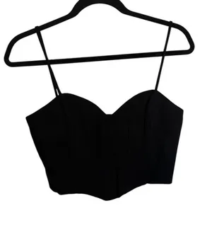 Zara Black Cropped Corset Top thumbnail 1
