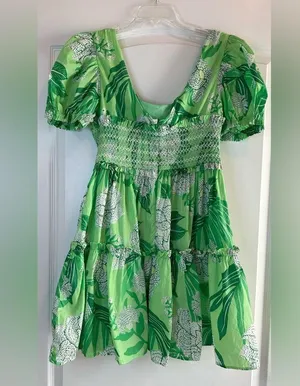 New FARM RIO Dewdrop Floral Green Mini Dress Size Large thumbnail 6