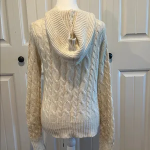 Aeropostale Large Vintage Y2K Cream Hooded‎ Ramie-Blend Knit Cardigan Sweater thumbnail 6
