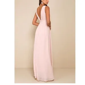 Lulus Heavenly Hues Blush Pink‎ Pleated V Neck Maxi Dress Formal Event Size S thumbnail 10