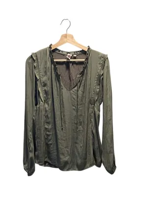 Dolan Anthropologie Prairie Blouse Olive Green Size M Boho Cottagecore Spring thumbnail 9