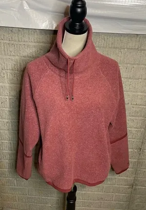 Nike Fleece Mock‎ Neck Pullover Sweater Coral Pink Women's Size M thumbnail 1