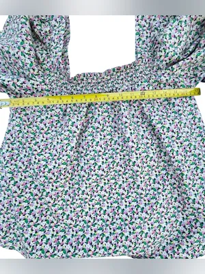 H&M Lavender‎ Multi Smocked Square-Neck Floral Top thumbnail 5