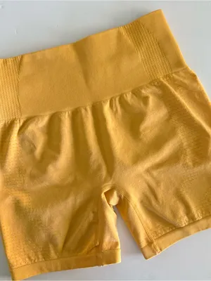 No Brand Yellow Seamless Shorts. Size No tag, but fits like a small. thumbnail 2