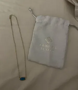 Kendra Scott Gold Necklace with Teal Oval Stone thumbnail 1