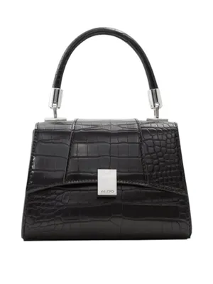 Aldo 𓆈 Vegan Croc Embossed Convertible Crossbody Top Handle Mini Bag 𓆈 Black 𓆈 thumbnail 3