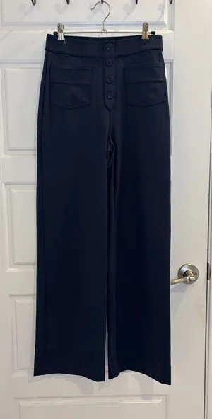 Halara High Waisted Button Front Wide Leg Pants Navy Blue S thumbnail 1