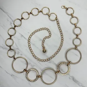 Rhinestone Gold Tone Circle Chain Link Belt OS ✨ thumbnail 1