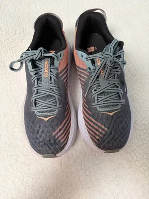Hoka One One Women's Teal and Peach Running Sneakers thumbnail 3