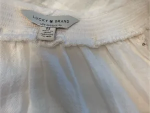 Lucky Brand White Embroidered Peasant Tunic eyelet trim SZ M thumbnail 3