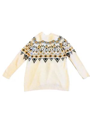 Maurices Cream Long Length Cardigan Sweater Open Front Tribal Fair Isle Medium thumbnail 8