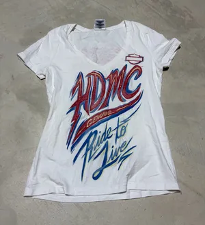 Harley Davidson White Graphic V-Neck Tee ride to Live XS Florida thumbnail 1