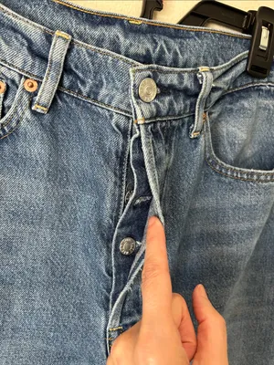 Buck Mason deck ridge twill high-rise, wide leg, blue cotton denim jeans 29” thumbnail 3