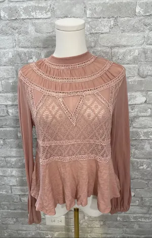 Free People Dusty Rose Aria babydoll top thumbnail 1