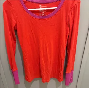 Gap Vibrant Red Top with Purple Trim  thumbnail 2