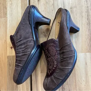 Söfft Brown Leather Suede Embroidered Mules Clogs Slip-On Shoes Size 6.5 thumbnail 6