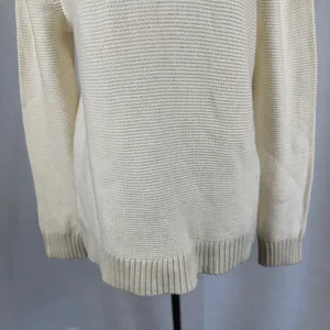 New J. Crew Cream Textured Knit Merino Wool Blend Sweater Womens Large Neutral‎ thumbnail 3