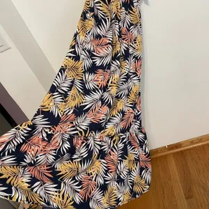 NEW NWT IRIS DISCOVERY Print Tank Maxi Dress Navy Blue Palm Leaf Leaves Floral S thumbnail 11