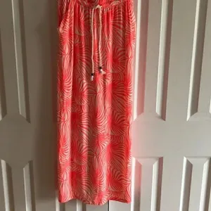 GAP Strapless Neon Pink Leaf Pattern Maxi Dress Size XS thumbnail 5