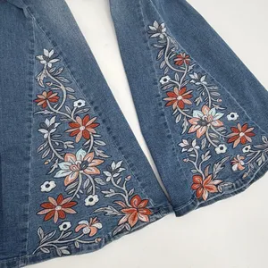 Altar’d State Jeans Womens 26 Blue Denim Flare Embroidered Floral Boho thumbnail 11
