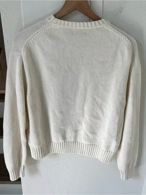 Ralph Lauren Polo Bear Cotton Crewneck Sweater in Parchment Cream thumbnail 4