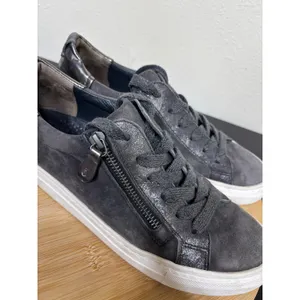 Paul Green Toby Low Top Sneakers Women's 5 Charcoal Grey Suede Metallic‎ Shoes thumbnail 3
