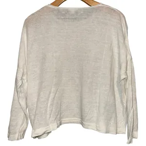 Eileen Fisher Women’s Size S P White Linen Knit Boxy 3/4 Sleeve Sweater thumbnail 2