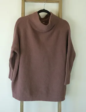 Free People Women's Ottoman Slouchy Mock Neck Tunic Sweater Mauve Size Small thumbnail 1