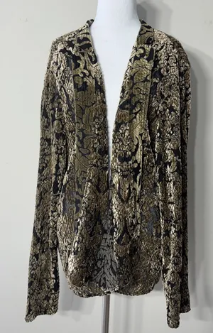 Chicos 3 Jacket Topper Womens XL Crinkle Velvet‎ Burnout Sheer Brown Whimsigoth thumbnail 1