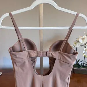 SKIMS Deep Plunge Shapewear Mid Thigh Bodysuit Clay Medium NWOT thumbnail 5