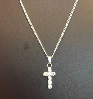 Crystal Cross Necklace White thumbnail 1
